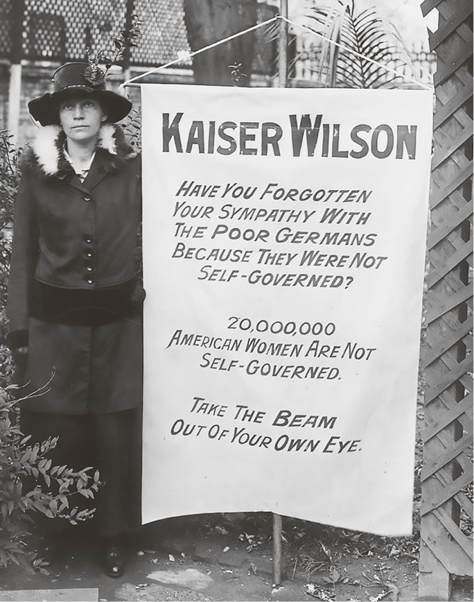 Suffragette protestiert gegen Woodrow Wilson